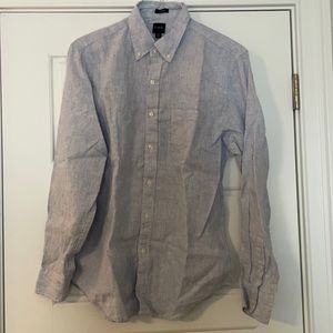 NWT J.Crew Linen Button Down in blue and white stripe. Size M